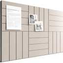 Bumusty Large Cork Board Alternative-36 x 24" Felt Bulletin Board Tiles, with 30 Pushpins, 40 Adhesive Tabs, Bold-Stripe 6-Pack, Cork Boards for Office Push Pin Board Felt Board-Taupe