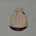 KYEESE Dog Sweater Warm Turtleneck Small Dogs Sweater with Gingham Patchwork Thick Pet Coat for Fall Winter Cold Weather Soft Pullover Dog Sweaters for Small Dogs Girl Stretchy Knitwear Cat Clothes (3# Beige)