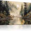 WLWBINTING Canvas Wall Art For Living Room Large Farmhouse Wall Decor Rustic Pictures For Bedroom Vintage Landscape Wall Decorations Canvas Prints Forest Paintings Artwork Room Office Wall Decor