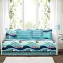 Lush Decor Sealife Daybed Cover 6 Piece Set 39" W x 75" L Blue - Daybed Bedding Set Twin Quilt Blue - Toddler Bedding - Coastal Decor