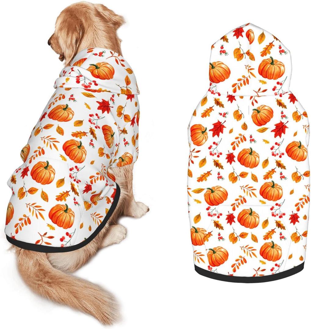 Fall Dog Costume Maple Leaves Thanksgiving Cosplay Clothes Sweaters Outfits Pullover Pets' Sweatshirt Hoodies with Pocket for Medium Large Dogs-XXL (Color 2-11)