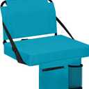 Stadium Seats for Bleachers with Back Support Bleacher Seat Soft Cushion Light Weight Includes Shoulder Strap & Cup Holder, Front & Back Zipper Pocket, Suitable for Sports Events,Cyan