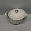 Mueller Cast Iron Dutch Oven Pot with Lid, 6 Quart Enameled, Dual Handles, Stainless Steel Knob, Stew & Induction Pot - For Braising, Roasting, Baking, Cast Iron Bread Pan with Lid, White