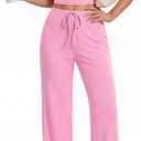 Rooscier Women's 2 Piece Outfits Lounge Sets Short Sleeve Crop Tops and Wide Leg Pants Tracksuit Sets (Pink) XSmall