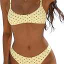 MakeMeChic Women's Polka Dots Thong Bikini Sets High Cut Micro Sexy Bathing Suit Swimsuit (M)