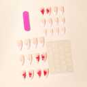 3 x White French Tip Press On Nails - Medium Almond, Fall Glue On, Full Cover Acrylic, Flower False, Glossy Artificial, Reusable Stick On Nails - 24Pcs