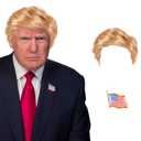 Funny Celebrity Wig - Presidential Candidate Donald Trump Wig Set, Including Flag Pin, Perfect for Halloween