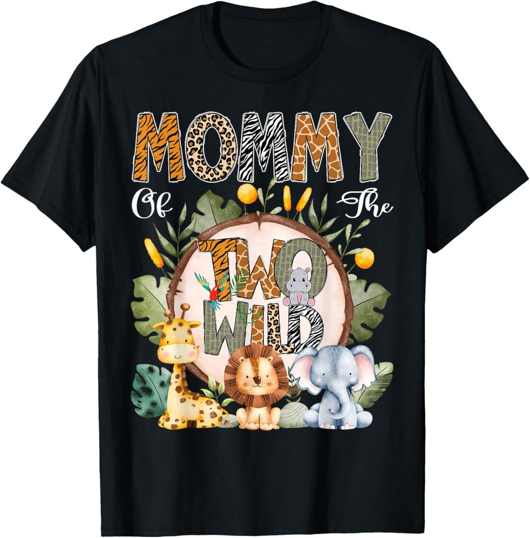 Mommy of The Two Wild Animal Safari 2Nd Birthday Party T-Shirt Small