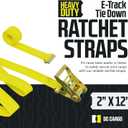 DC Cargo Mall E Track Ratchet Straps, Heavy Duty Cargo Tie-Down E Track Straps 2" x 12', (8 Pack, Yellow) E Track Spring Fittings Tie Down Motorcycle, Vans, Trucks, Trailers