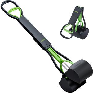 Pooper Scooper for Small to Large Dogs, Non-breakable Pet Poop Scoop Heavy Duty, Suitable for Yard of Different Surfaces, Pick Up Tool with Foldable Long Handle, Green