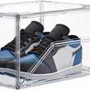 HIYOHIYO Size 14 Acrylic Clear Shoe Storage Boxes Stackable for Sneaker, Clear Shoe Box Storage Bins, Fully Transparent Display Case with Magnetic Door Suitable for Ankle, Boots, High Heels (1 Pack)