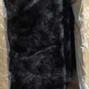 GREENSTELL Small Vanity Stool Chair with Storage and Folding Back, 13.4" x 15" x 30" Square Faux Fur Soft Ottoman, 4 Metal Legs with Anti-Slip Feet, Furry Padded Seat for Makeup, Bedroom, Black