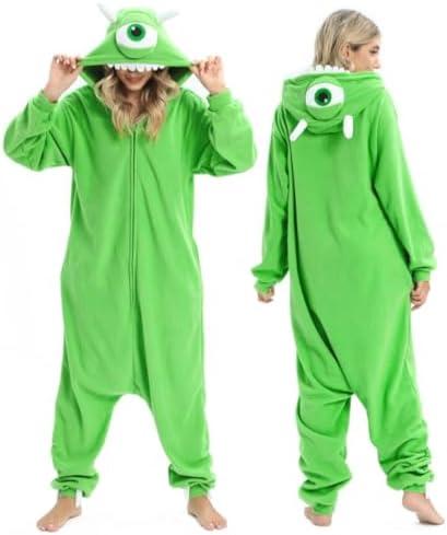 Wishliker Unisex Adult Onesie Pajamas Animal Onesies Women Men Christmas Halloween Cosplay Costume Sleepwear L Green