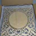 JEVERGN 6 Pack Gold Charger Plates, 12" Square Chargers for Dinner Plates, Gold Plate Chargers with Embossed Rims, Plastic Charger for Wedding, Party Event, Dinner, Table Setting