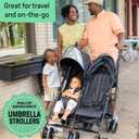 Summer Infant 3Dlite Folding Lightweight Side by Side Double Stroller with 5-Point Safety Harness for Infants and Toddlers, Black