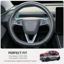 Uxcer Carbon Fiber Leather Steering Wheel Cover for Tesla Model 3/Y 2016-2025 2026 Juniper/Highland, Non-Slip Breathable Steering Wheel Protector for Tesla Model 3/Y Accessories 2026