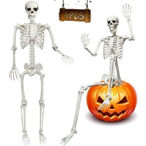 UMEELR 5.9FT Poseable Life Size Skeleton, Plastic Full Size Human Skeleton with Movable Joints for Halloween Garden Party Decoration