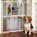 MYPET Wire Mesh Dog Gate: 29.5"-40" Wide, Pressure Mounted with No Tools; Expandable, Durable Pet Gates for Doors and Hallways, 37" Tall, Made with Sustainable Hardwood