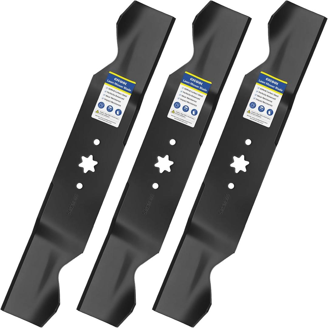 GICOOL 942-0677B Mulching Mower Blades (3 Pack) for 54 inch Deck MTD Cub Cadet RZT54 GT1554 GTX1054 RZT-S54 Replaces 942-0677A 742-0677B 742-0677A 742-0677 942-0677