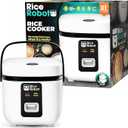 Rice Robot Rice Cooker – Family Size 4 Cup Uncooked (8 Cups Cooked) Electric Rice Maker | PFAS-Free Ceramic Nonstick | Includes Stainless Steel Steamer Tray and Accessories | As Seen on TV