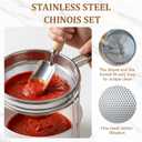 8 inch Stainless Steel Chinois Strainer with Stand, Fine Mesh China Cap Strainer with handle and Pestle for Tomato, Fruit,Soup and Jam Making.