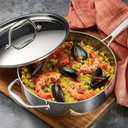 Tramontina Signature Tri-Ply Clad Stainless Steel 3-Quart Saute Pan with Lid, Induction-Ready Cooking Pan, Dishwasher-Safe, NSF-Certified, Made in Brazil