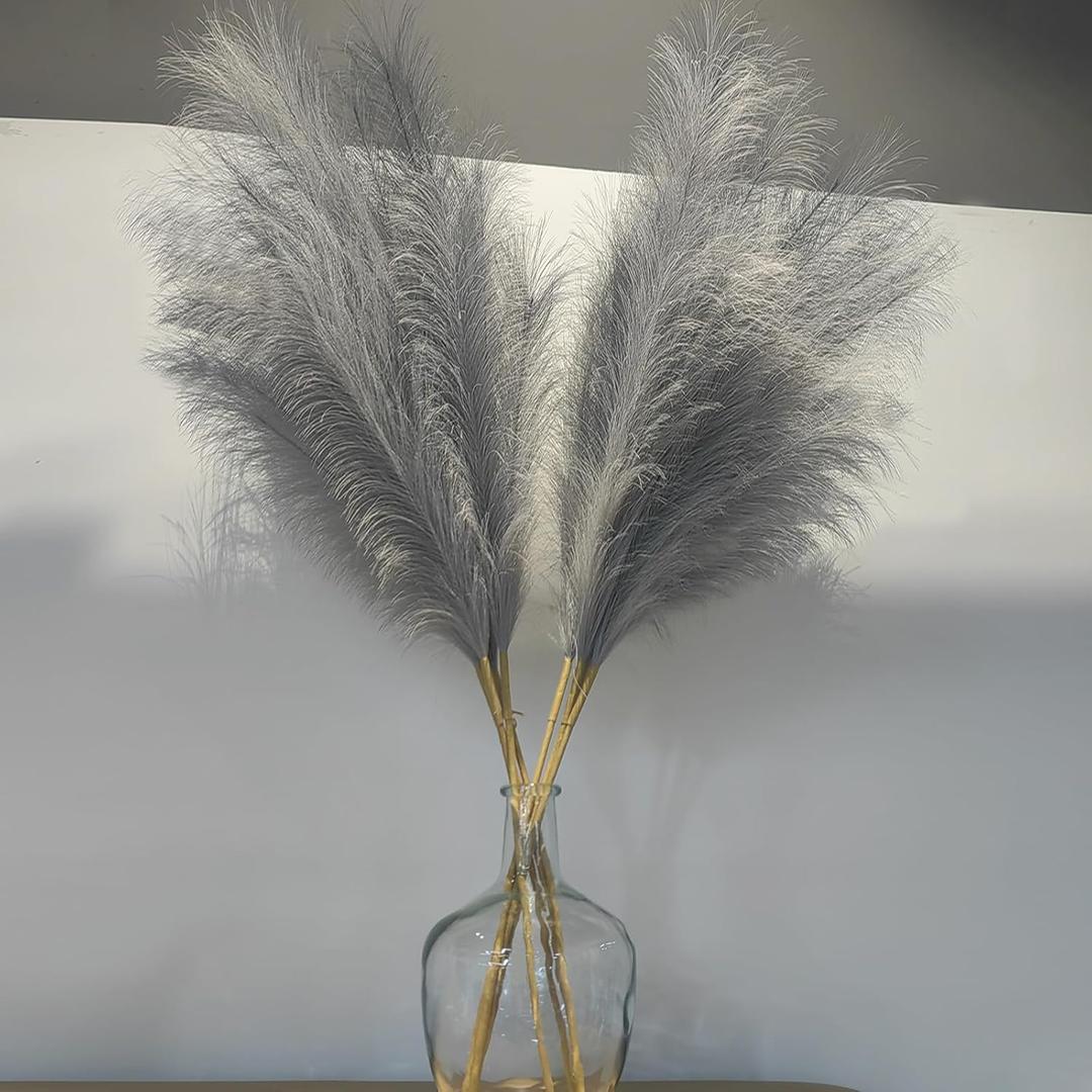 38" 10 Stems Faux Pampas Grass Tall - Grey Tall Pampas Grass Decor Pompas Floral Arrangement and Vase Filler for Boho Home Wedding Mothers Day Decoration