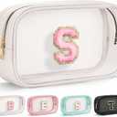 YOOLIFE Initial Birthday Gifts for Girls Kids Toiletry Bag Clear Makeup Bag Preppy Cosmetic Bag Birthday Gifts for 7 8 9 10 11 12 13 Year Old Girls Valentines Gift White S