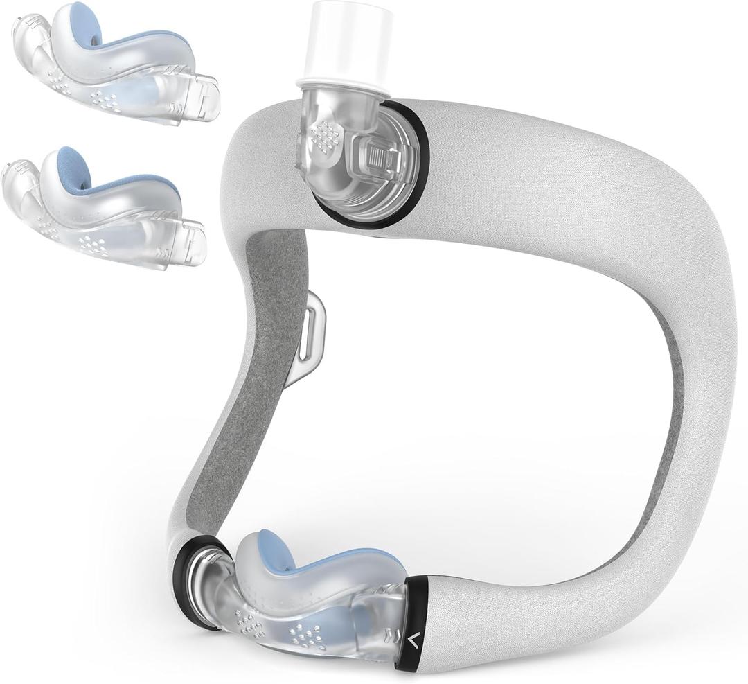 Replacement CPAP N30I Frame System for Airtouch N30I & Airfit N30I, 2PCs Fabric Nasal Pillow Mask Cushion (M) Included - Cotton/Velvet Version, ItAll Supplies with Swivel Elbow (Without Headgear)