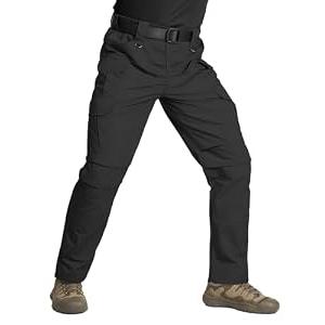 LGNTBE Men's Tactical Gargo Pants, Lightweight Water-Resistant, Ripstop Fabric for Hiking Outdoor Activities, Black 34Wx32L