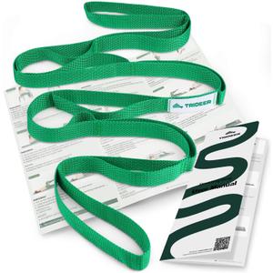 Trideer Stretching Strap with Loops & Leg Lifter, Non-Elastic PT-Style Physical Therapy Strap for Knee Replacement Rehab, Hamstring, Calf & Back Stretcher Mobility, Hip, Shoulder & Yoga (Green)