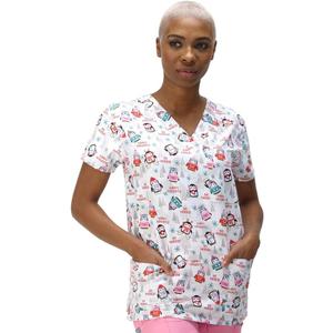 Christmas Microfiber Scrub Top, 100% Polyester, Brushed Fabric, Red (2X)