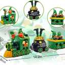 Hexagram St Patricks Day Decorations, Lighted St Patricks Day Gnomes Decor, Saint Patrick Decorations for Table, Train Tabletop Decorative Ireland Centerpiece Leprechaun Figurines Resin