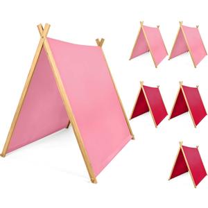 6 Pack Teepee Tents Bulk, Sleepover Play Tents Washable Foldable Teepee Shelter for Indoor Outdoor Slumber Pajama Party(Pink, Rose Red)