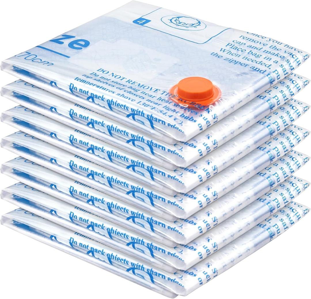 Vacuum Storage Bags 7 Jumbo, Space Saver Sealer Bags, Airtight Compression Bags for Clothes, Pillows, Comforters, Blankets, Bedding