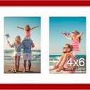 decorUhome 8x10 Picture Frames Collage Wall Decor, Display 2Pcs 4x6 Photos with Mat or 1Pcs 8x10 Unmatted, 2 4x6 Collage Picture Frames for Wall Mounting, Red