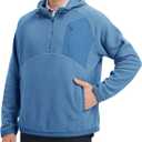 M MAELREG Hoodies for Men Quarter Zip Hooded Pullover Heavyweight Warm Microfleece Golf Polar Fleece Sweatshirt for Men (Blue, M)