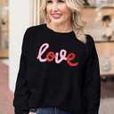 MARZXIN Women 2026 Casual Holiday Love Sweaters Round Neck XOXO Sweater St Patrick Tops Merry Christmas Heart Sweatshirt (Black, S)