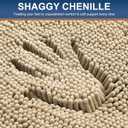Smiry Luxury Chenille Bathroom Rugs 59x35, Extra Soft and Absorbent Shaggy Bath Mat, Machine Washable, Non-Slip Plush Carpet Runner for Tub, Shower, and Floor, Home Decor Accessories, Beige