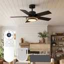 Neftis 42 Inch Ceiling Fans with Lights and Remote, Big Lampshade, Small