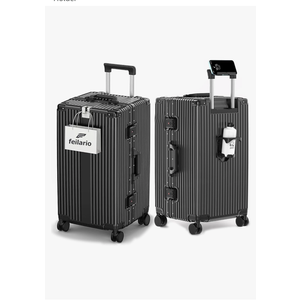 feilario 29in Super Large Captain Aluminum Frame Hardside Spinner Wheels Luggage, Removable Wheels Zipperless Checked Suitcase with Cup Holder/Phone Holder