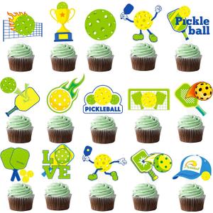 48Pcs Pickleball Cupcake Toppers Pickleball Birthday Party Decorations Pickleball Theme Cupcake Decorations for Pickleball Themed Birthday Party Baby Shower Supplies