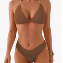 swimall Women's Triangle Bikini Set Cheeky High Cut Sexy Two Piece Swimsuit Cute Halter Bathing Suit,M