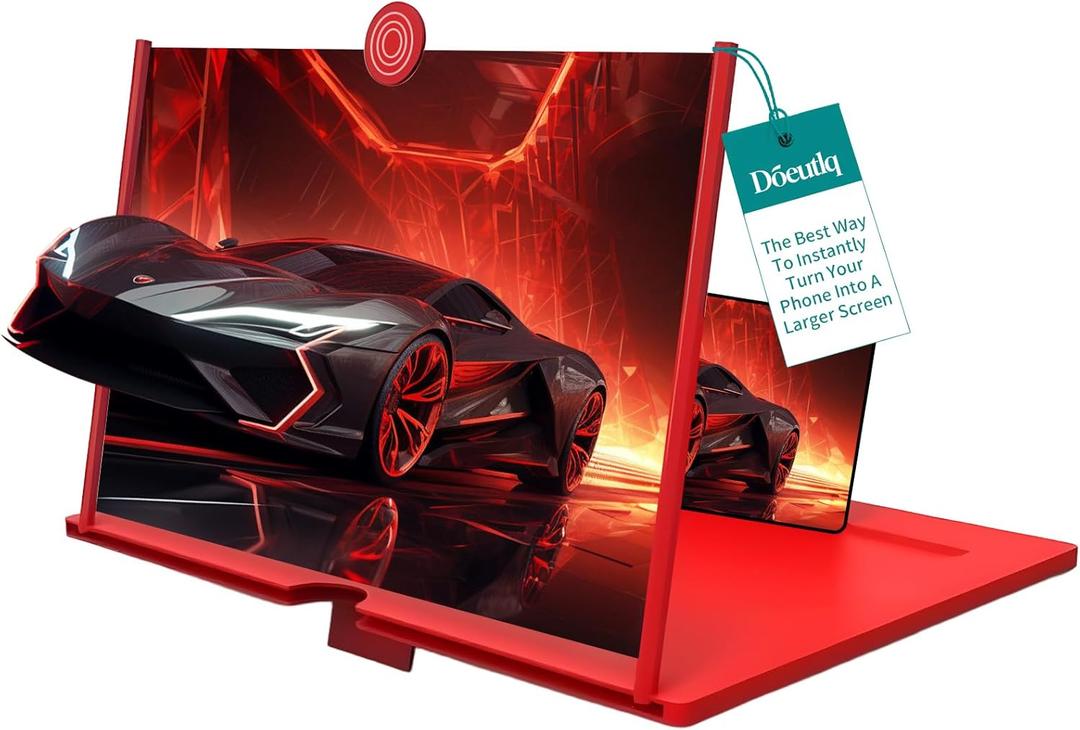 Screen Magnifier Cell Phone Gifts for Men Tech Gadgets Amplifier Mobile Phone Tecnologia para Hombres Futuristic Amplificador De Pantalla para Celular Top Ten for iPhone Hi Def Big Screen (Red)