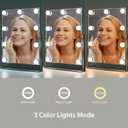 Vanity Mirror with Lights, Lighted Makeup Mirror with 9 Dimmable Bulbs, 3 Color Lighting Modes, Detachable 5X Magnification Mirror and 360 Degree Rotation