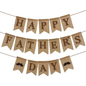 Happy Father's Day Burlap Banner, Rustic Happy Father's Day Bunting Garland, We Love Dad Banner, Father's Day Party Decorations, Father's Day Party Supplies, Happy Father's Day Sign (Black Mustache)