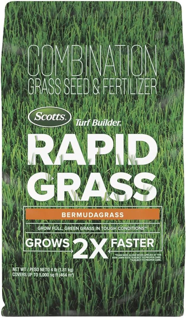 Scotts Turf Builder Rapid Grass Bermudagrass - Combination Fertilizer and Grass Seed for Lawns, Covers Up to 5,000 sq. ft., 4 lb. (EXP 05/10/29)