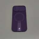 SURITCH for iPhone 15 Case with Magnetic Camera Slide Cover and Adjustable Kickstand, Compatible with MagSafe, Shockproof Bumper Case Slim Protective Cover 6.1 Inch, Dark Purple