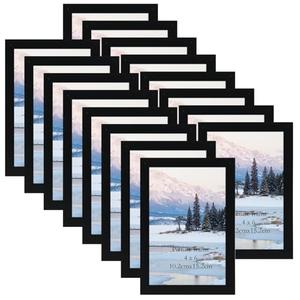 Giftgarden 4x6 Picture Frame Black Set of 16, Lightweight 4 by 6 Photo Frames Bulk for Family, Office, Living room Wall Hanging and Tabletop Display