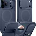 SURITCH for iPhone 17 Pro Max Case with Camera Control Cover, Camera Cover and Adjustable Kickstand, Compatible with MagSafe, Shockproof Bumper Protective Cases 6.9 Inch, Blue